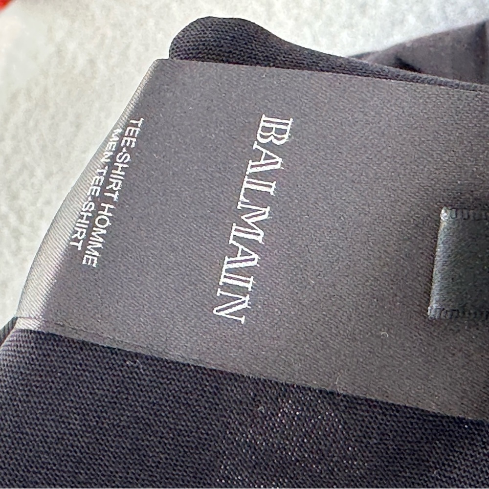 Balmain Black Tee with Red Accents - Picture 6 of 8